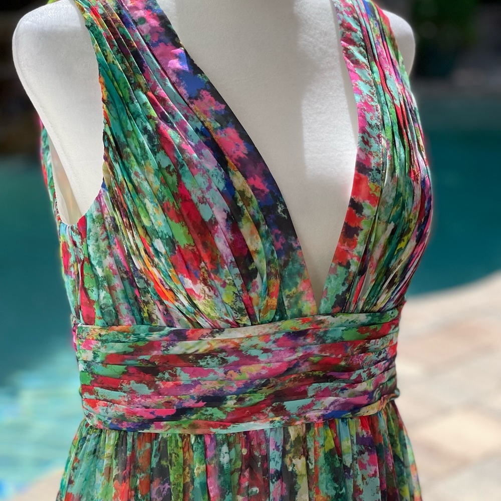 Aidan by Aidan Mattox Printed Chiffon Floor Length Dress